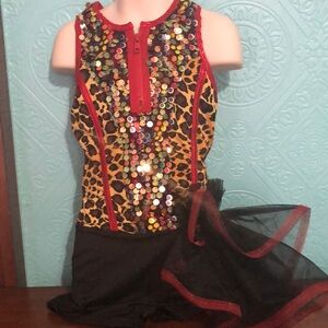Adorable, Curtain Call, leopard & sequin dance costume